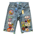 Better With Age Gentleman's Triple-Wide Long Denim Patch Shorts