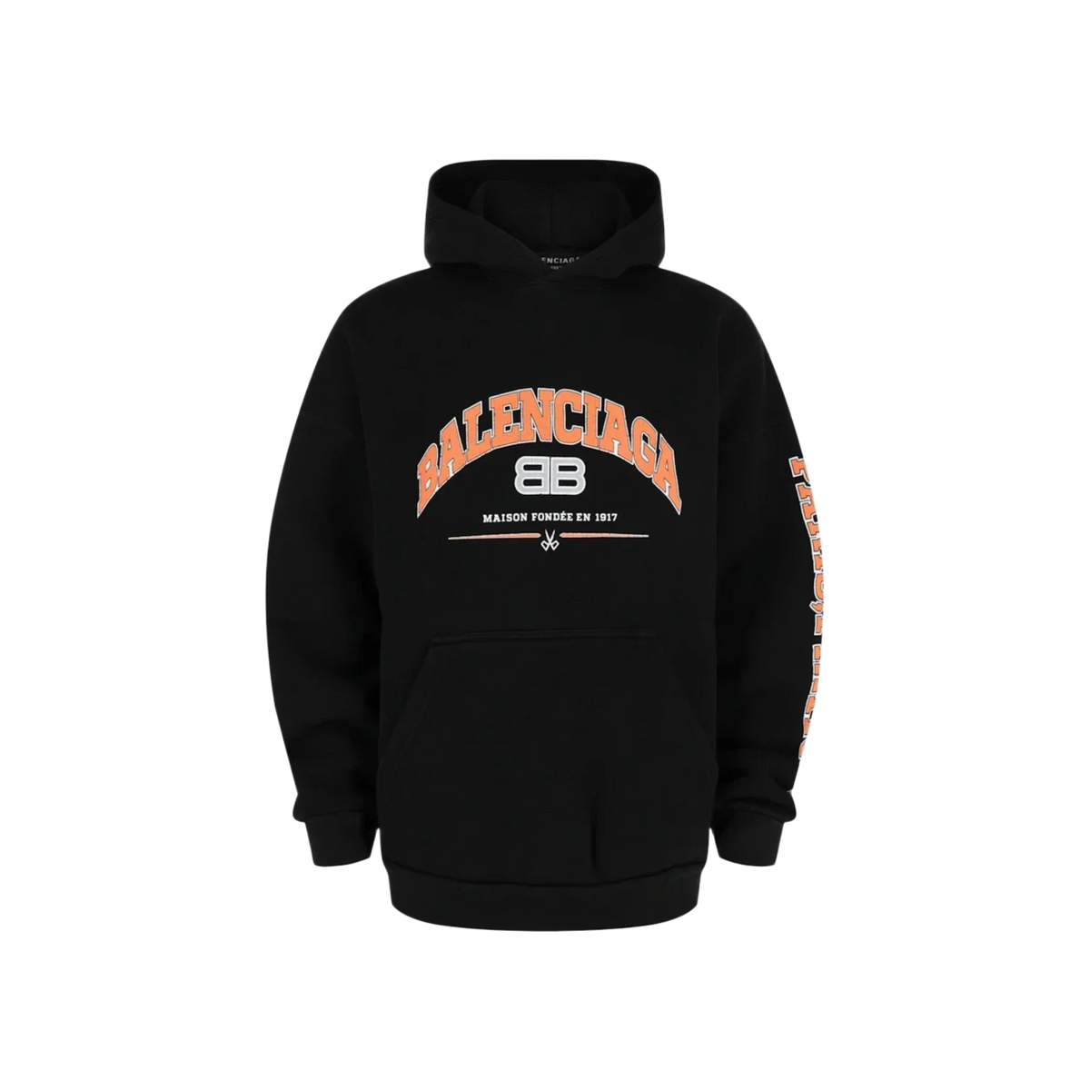 Balenciaga Oversized Logo Print Hoodie Black Orange