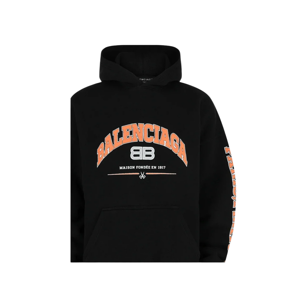 Balenciaga Oversized Logo Print Hoodie Black Orange