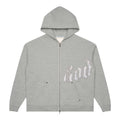 Godspeed OG Logo V2 Zip Up Hoodie Grey/Silver Satin